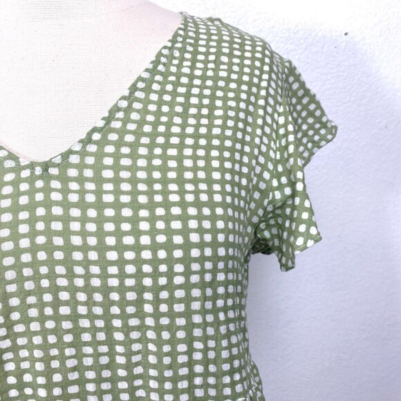 Indigo Soul Woman Green Gingham Dress Small Cotten Rayon Baby Doll Layers Summer - Picture 4 of 10